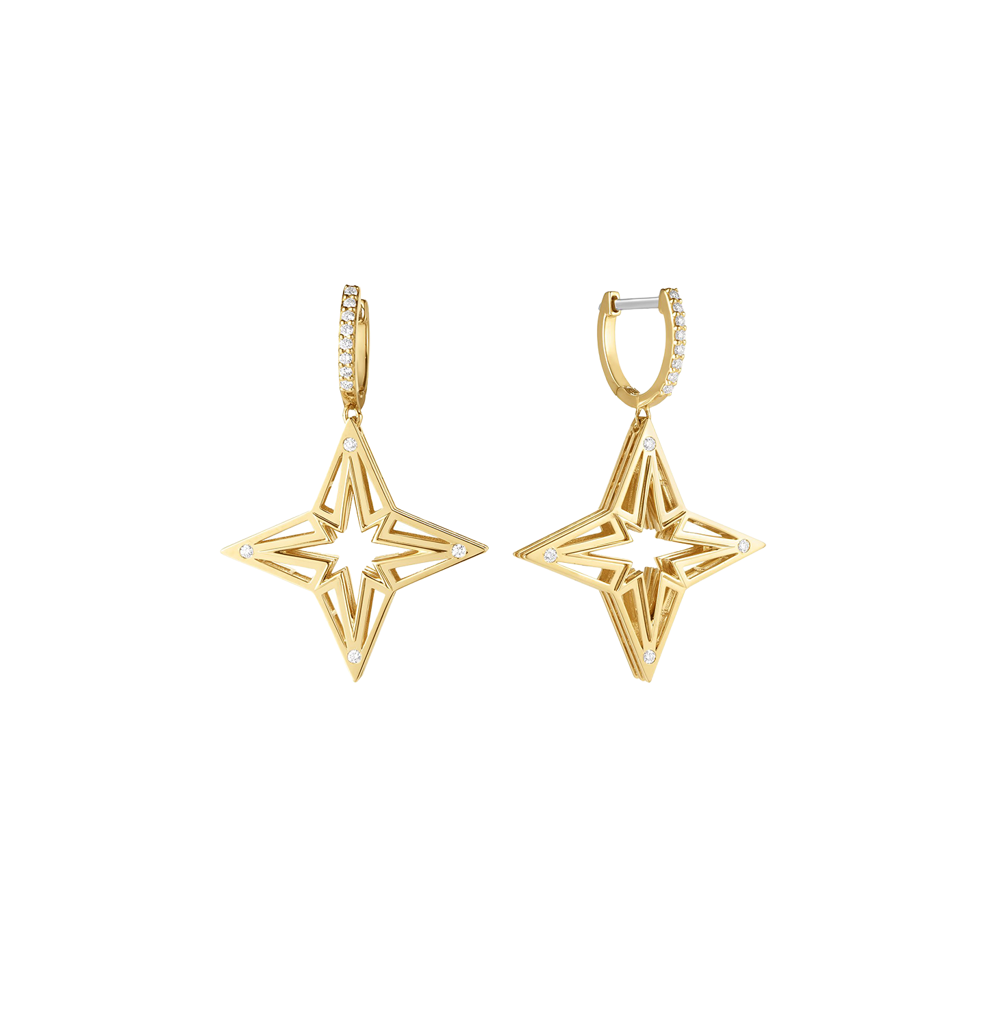 Roberto Coin Princess Star Yellow Gold Star Dangle Earrings